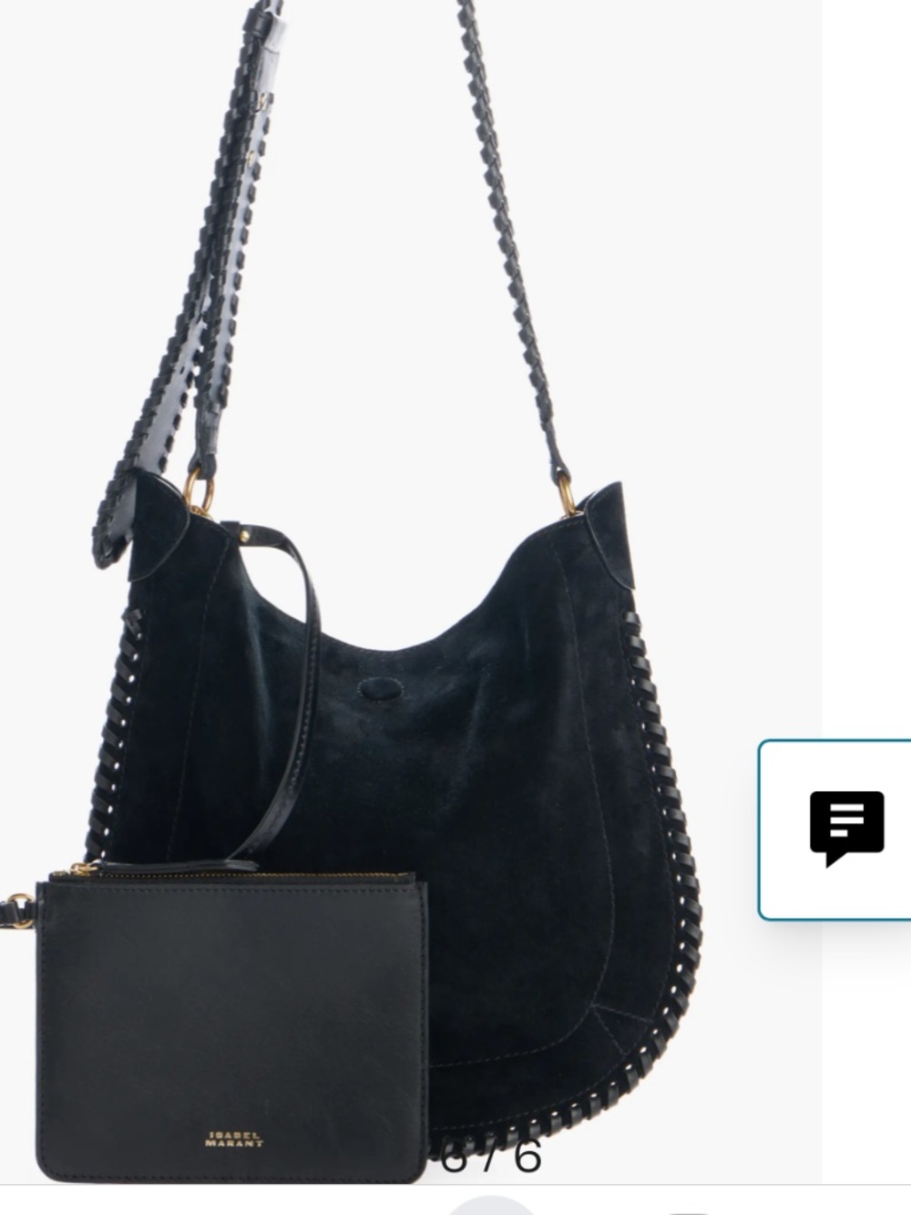 NWT Isabel Marant Oskan Black Suede Soft Bag Adjustable Crossbody Shoulder Bag - Picture 5 of 5